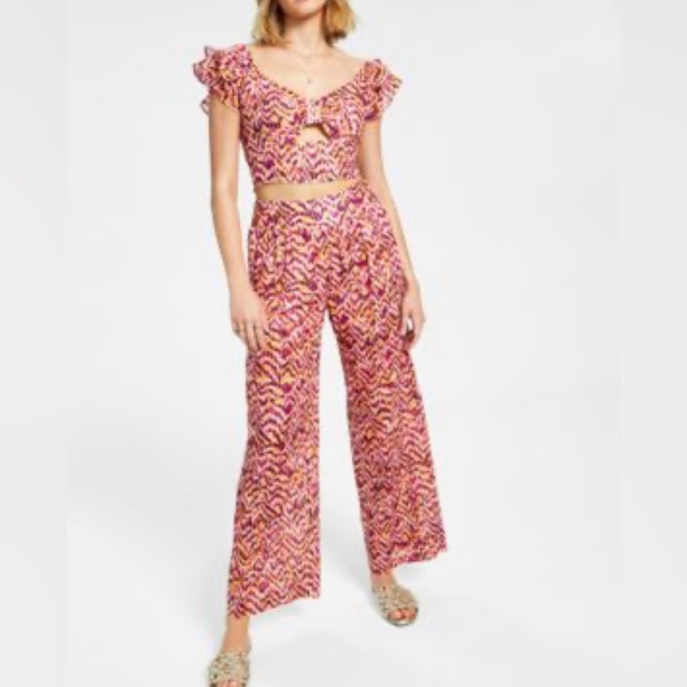 BAR III Crop Top and Wide Leg Pants Set